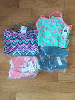 bundle of  swimsuits/beach shoes